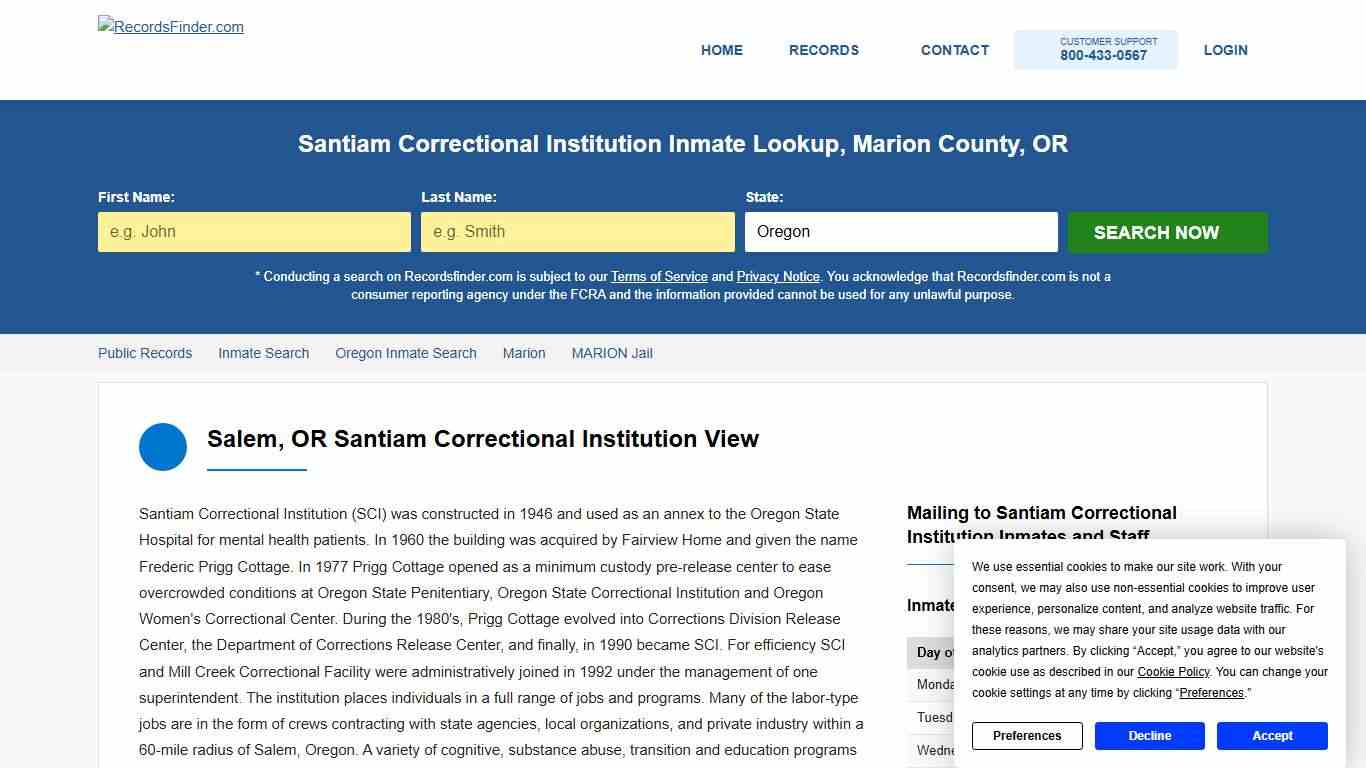 Santiam Correctional Institution Jail Roster & Inmate Lookup
